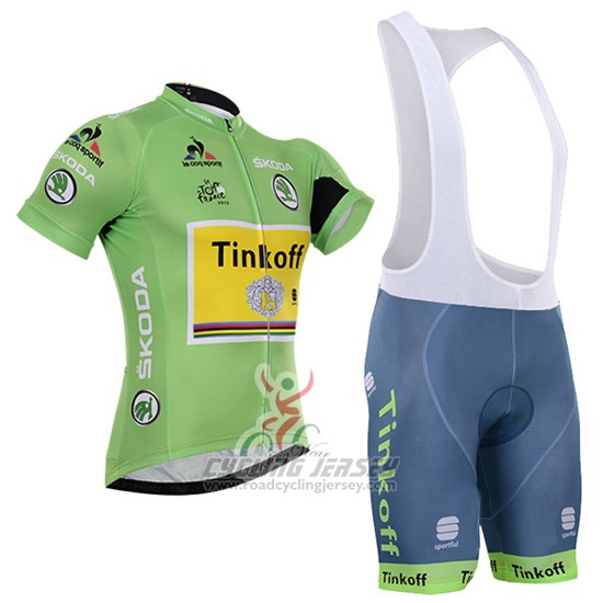2016 Cycling Jersey Tinkoff Lider Green and Black Short Sleeve and Bib Short